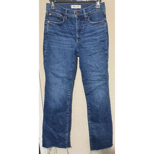 Madewell Blue Jeans Size 25 Kick Out Ankle Mid Rise Medium Wash Fray